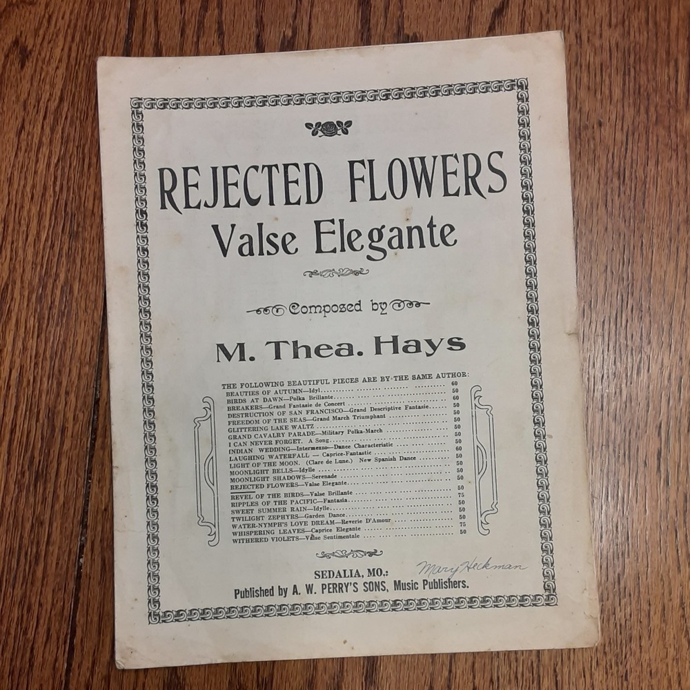 Rejected Flowers Valse Elegante Vintage Sheet Music